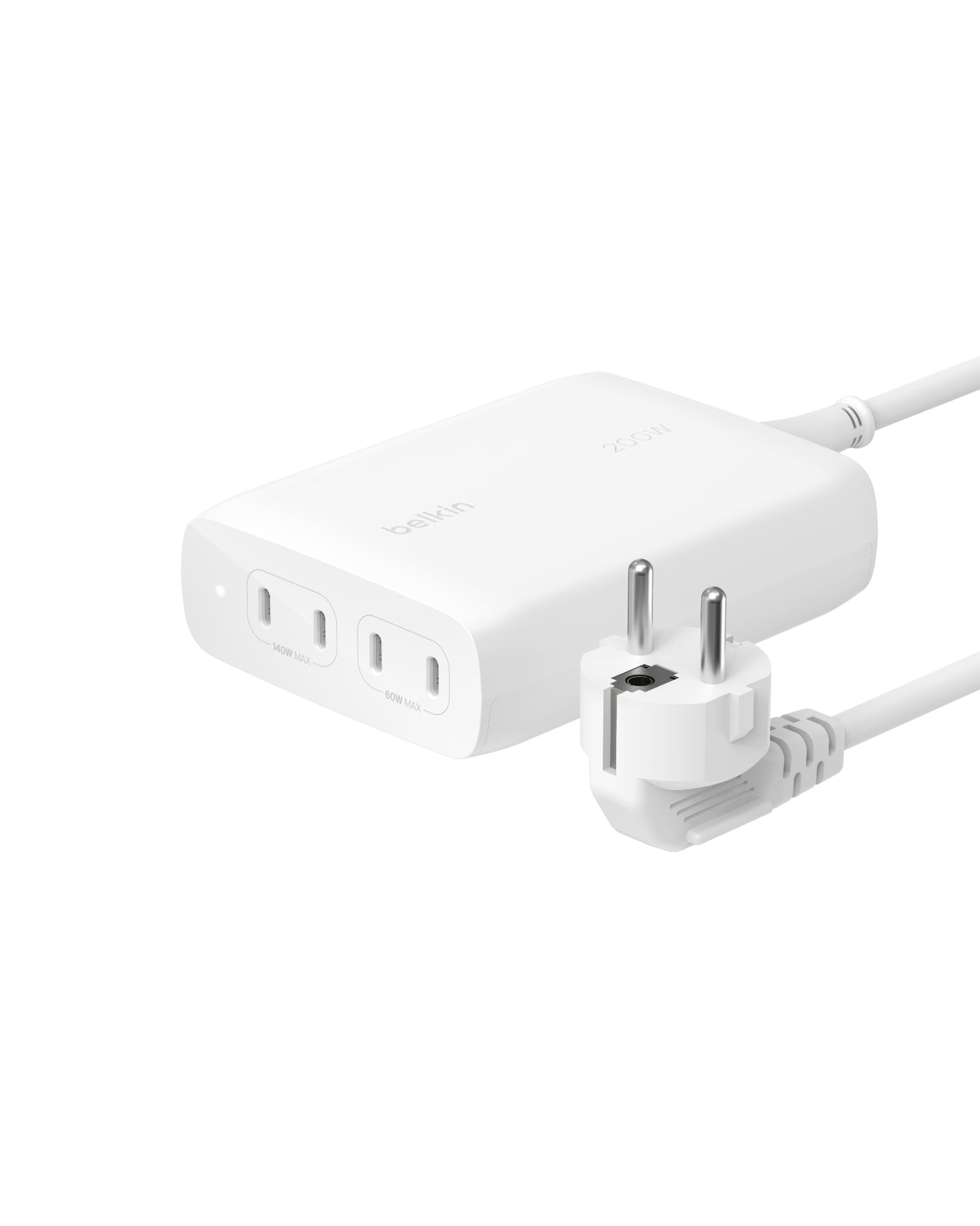 Belkin BoostCharge Pro Caricabatteria multiporta da parete GaN 200 W, 4 porte con ricarica rapida USB-C PD 3.1, cavo da 1,5 m, per MacBook Pro, iPhone 16, iPad Pro, Galaxy S24, Google Pixel ecc.