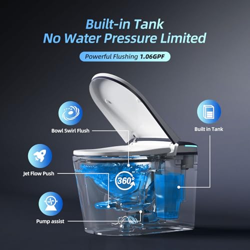 Smart Toilet With Bidet Built in Automatic Modern Intelligent Tankless Toilet U Widening Heated Seat With User Definition Foot Sensor Flush Warm Water Dryer - image 5
