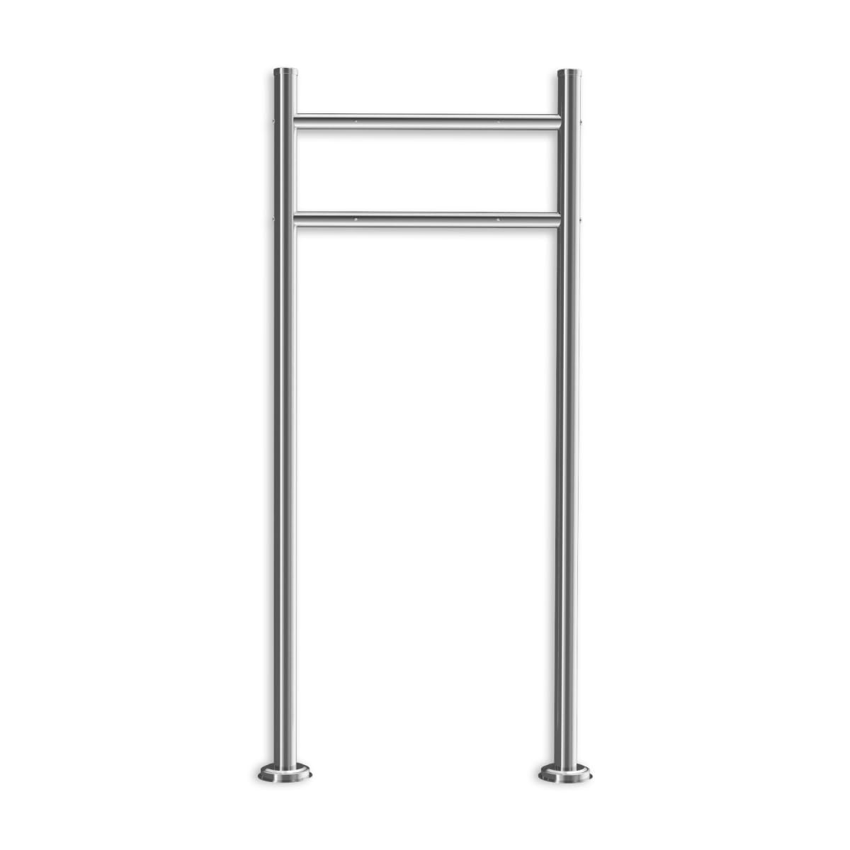 Metzler Erpo - Support de boîte aux lettres en acier inoxydable V2A - Support de boîte aux lettres autonome de 120 cm - Pied de boîte aux lettres résistant aux intempéries et inoxydable avec matériel