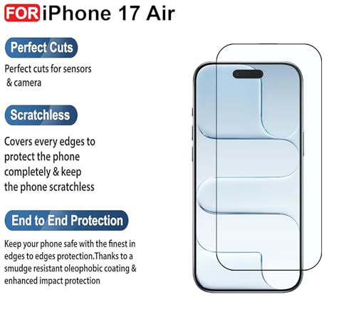 Image of CEDO Tempered Glass for iPhone 17 Air (5G) | Screen Protector Full HD Quality Tempered Glass Anti-Scratch Edge to Edge Coverage with Easy Installation Kit (Black)