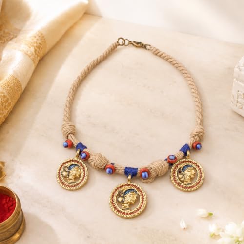 Image of AAKRITI ART CREATIONS Handcrafted Ethnic & Tribal Necklace Collection | Dhokra, Boho, Talisman & Statement Designs | Artisan Collar, Pendant & Lariat Jewelry for Women