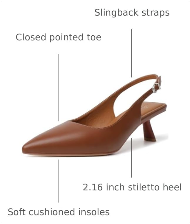 Image of Mostrin Kitten Heels for Women Pointed Toe Pumps Patent Leather Low Heel Slingback Heels with Buckle Dress Shoes for Dating Party Working