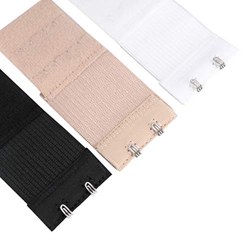 Lurrose 3 extensores de lingerie de sutiã elástico feminino, 2 ganchos, 2 fileiras de tiras de exten