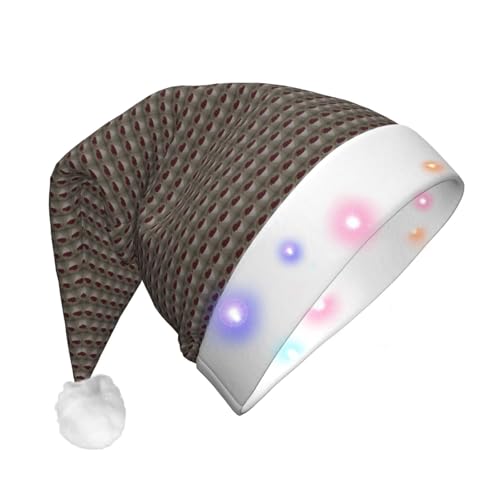 Bkdogkt Cubo con estampado de cerezas para hombres y mujeres, sombrero de Navidad con luces, gorro de Navidad, suministros de fiesta