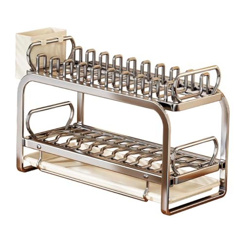 ＡＷＨＡＯ Escurreplatos Que Sirve como Cesta para Platos Y Estante de Almacenamiento. Escurreplatos Estable con Dos Rejillas de Drenaje, M