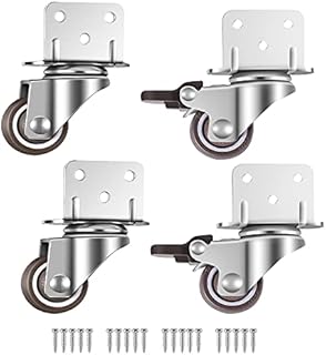 GEOCANG 4X Swivel castors, Furniture castors, Wheels with Brake, L-mounting Plate 25mm  Suitable for Furniture, Flower Stands, Cribs