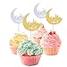 12 Stück Eid Mubarak Topper Mubarak Ramadan Tortendeko Gold und Silber Eid Mubarak Cupcake Toppers Ramadan Deko