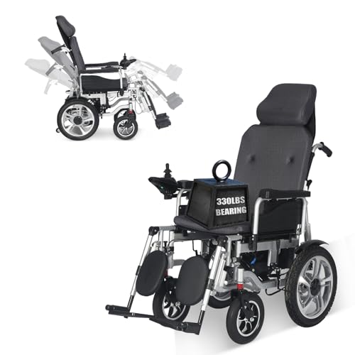Reclining Electric Wheelchairs for Adults,Remote Control All Terrain Power Wheelchair,30Mile Travel Range,Lightweight Motorized Wheelchairs for Seniors,Reclining Electric Wheelchair Airline Approved