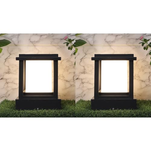 Image of SINOMAN Metal and Glass Unbreakable Light for Home Gate Waterproof | Outdoor Garden Light | Pillar Gate Lights (GL Stairs Med, Pack of 2)