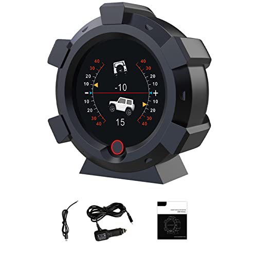 Car Inclinometer Off-Road Level Tilt Gauge, HUD GPS Speedometer MPH KM/H Slope Meter Multi-Functional Self-Driving Clinometer Indicator Gradient Balancer Automotive Compass for All Vehicle