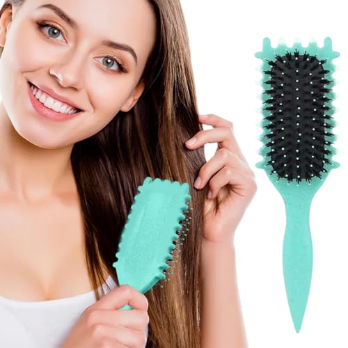 Cepillo para rizos, Curl Defining Brush, para peinar y dar forma a los rizos de hombres y mujeres para reducir el tirón y la separación de rizos (Verde)