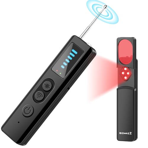 LUNEIE Detector de Camaras Microfonos Ocultos, Detector de Cámara Antiespía Portátil Bug DetectorSpy Finder Detector de Rastreador GPS, RF Inalámbrico Detector para Automóvil, Oficina, Hotel