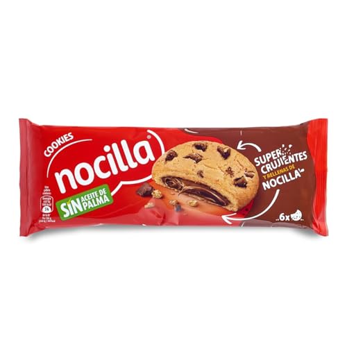 Nocilla, Cookies, Original, Galletas con gota de chocolate rellenas con crema de cacao con avellanas - Pack de 6 Unidades - 120g