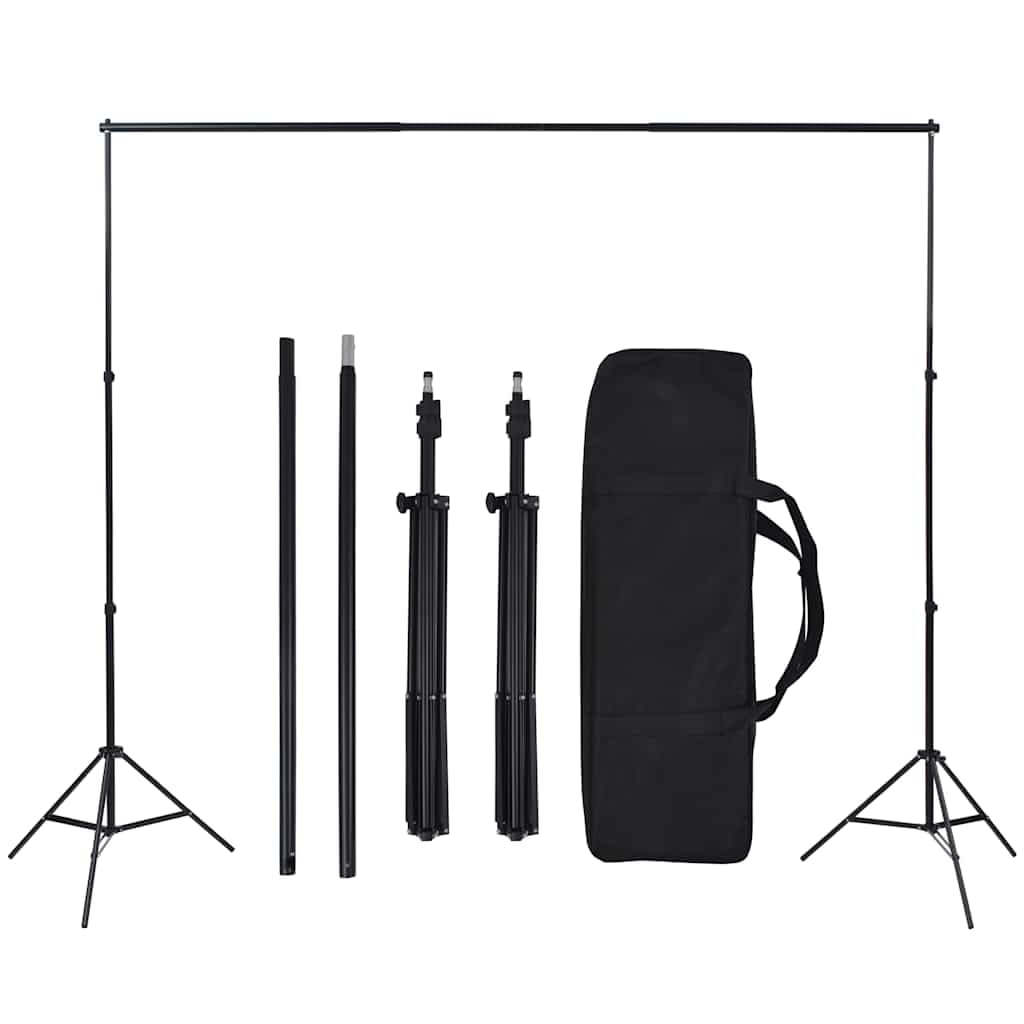 vidaXL Fotostudio Set Hintergrundsystem Studioschirm Studioleuchte Studiolampe Fotolampe Studioset Hintergrund Leuchten Schirm Stative Tragetaschen