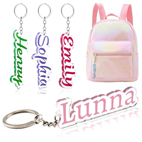 Cupike Custom Name Keychain Personalized Acrylic Name Tag,Customized Key Chain with Names Gifts for Him Her Kids