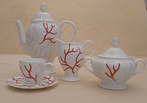  Richard Ginori servizio caffè 15 pz. x 12 persone Duchessa Opera Corallo in porcellana Bone China Made in Italy