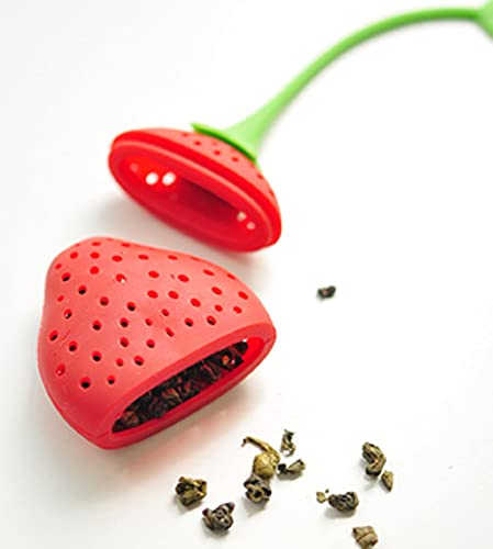 TrustYiwen, New 2pcs Silicone Tea Infuser Strawberries loose leaf tea infusers Silicone tea bag with Long Handle Multifunctional Tea Bags Strainer Filter for Office Family Tea Meeting