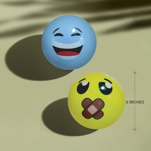 Image of GENIE'S Toy Bus 6-Inch Smiley Scented Play Ball | for Pool, Beach & Garden | Perfect for Outdoor & Indoor Play | PVC Ball for Kids & Adults I Pack of 2 (Multicolor)