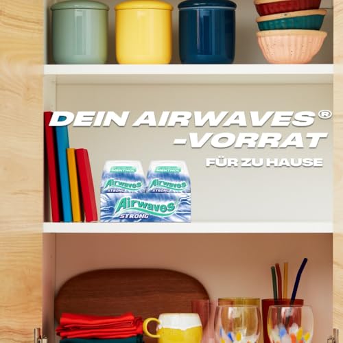 Airwaves Kaugummi Zuckerfrei, Strong Gum, 6 x 50 Dragees, Großpackung Chewing Gum, Kaugummi ohne Zucker mit Minz Frische (300 Dragees)