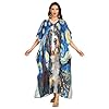 ALAZA Bernedoodle Dog in The Style Of Vincent Van Gogh Painting Starry Night Moo Moos for Women Kaftan Dresses Plus Size Women's Cover Ups For Swimwear Beach #4