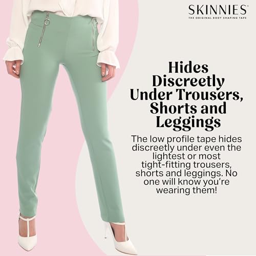 Skinnies Inner Thigh Tape - Patented & Made in USA - Clear Adhesive Strips Instantly Slim Upper Inner Thigh & Prevent Chafing - Sweatproof and All-Day Wear Body Tape for Women - 5 Pairs4