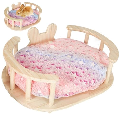 Cama de madera para mascotas que soluciona el frío del suelo en cobayas y conejos 7