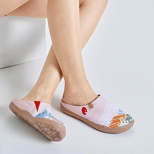 Image of UIN Slipper Woman Travel Art Painted Shoes Wide Toe Casual Home Slip On Mules Malaga