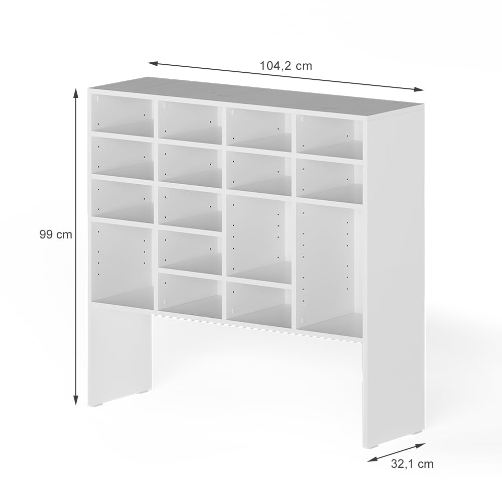 Vicco Schuhschrank Hermia, Weiß, 104.2 x 99 cm | mit 16 offenen Fächern