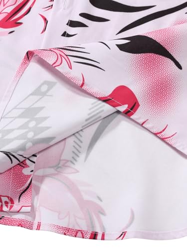 Men's Plus Size 2 Pieces Outfit Floral Print Button Down Shirt and Drawstring Waist Shorts Sets3