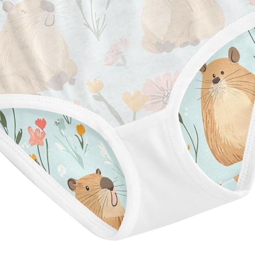 Wusikd Cute Capybaras Girls' Underwear Cotton Flower Girls Briefs Soft Toddler Underwear 2T 5