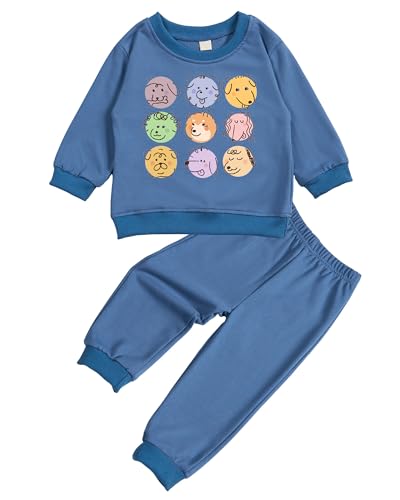 Toddler Baby Cute Dog Puppy Long Sleeve Sweatshirt Top Jogger Pants Set Cute Fall Winter Clothes Set2