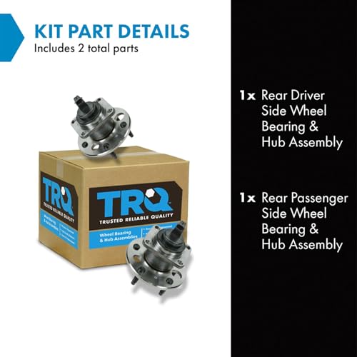 Image of TRQ 2 Piece Rear Wheel Bearing & Hub Assembly Set Compatible with 2000-2005 Buick Lesabre 2006-2011 Lucerne 1997-2005 Park Avenue 1991 Reatta 1991-1999 Riviera 1991-1992 Cadillac Allante DeVille DTS