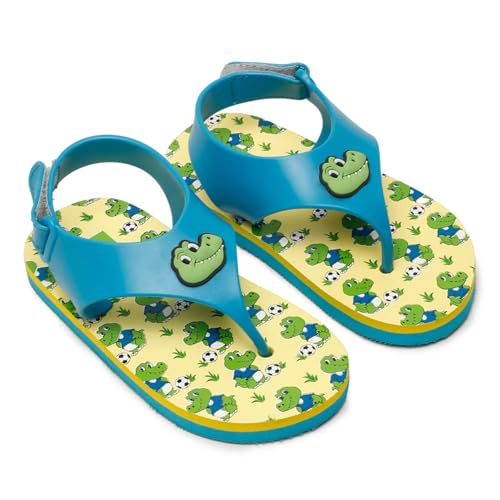 ONYC Flip Flop Slippers for Baby Girl and Baby Boy, Indoor and Outdoor Slipper for Kids with Strap (Crocodile, UK Footwear Size System, Little Kid, Age Range, Wide, 2.5 Years, 3 Years)