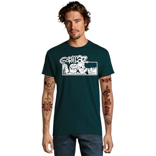 RadioStream Camiseta Gorillaz Grupo (S, Verde Petróleo)