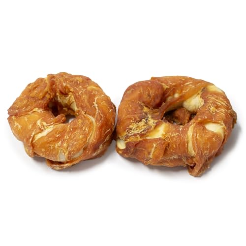Bontoy 2 Donuts aus Rinderhaut ummantelt mit Hühnchenfleisch Größe L -I ca. 200g I Kauspass für den Hund I Leckerli I Belohnung