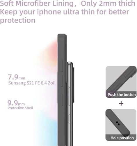 Image of DIZORO Microfiber Candy Compatible for Samsung S21 FE 5G Smooth Touch Cushion Liquid Soft Silicone Gel Rubber Phone Cases Full Body Protective Shockproof Back Cover - New Dark Grey