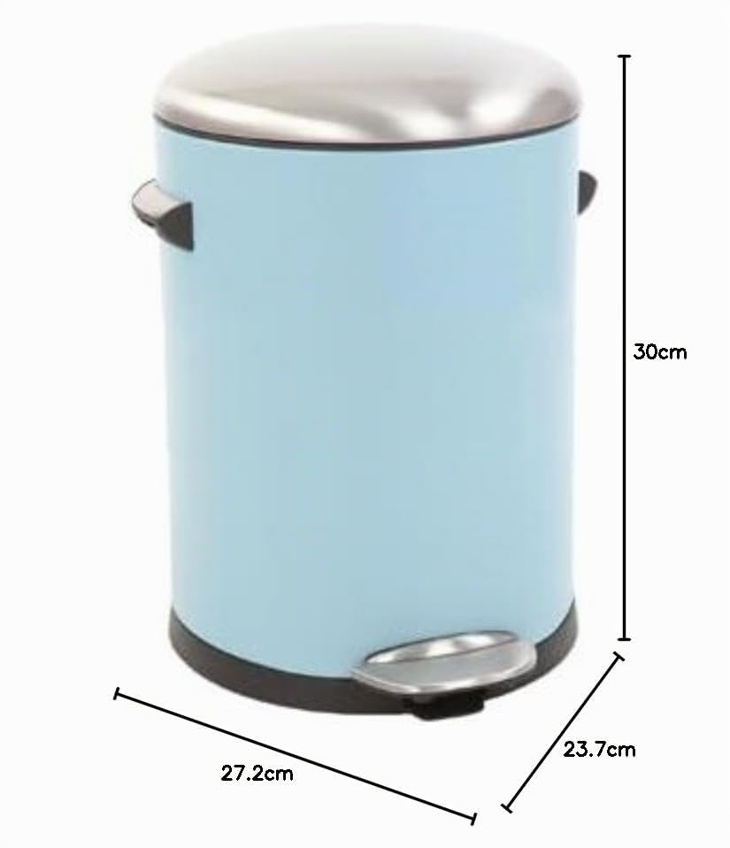 PROREGAL Retro Treteimer mit markanten Griffen und Kugelkappe | 5 Liter, HxØ 30x20,5cm | Kunststoff-Inneneimer | Hellblau
