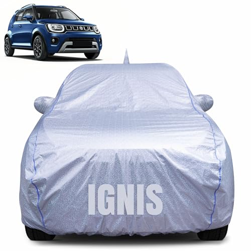 Image of 100% Waterproof Car Body Cover for Hyundai Grand i10 (2007-2013) with Mirror Pocket, Heat & UV Resistant, Triple Stitched, Soft Lining, Bottom Elastic & Piping (Silver Reflective)