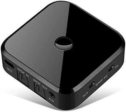 Bluetooth 5.0 Transmitter and Receiver, Digital Optical TOSLINK with 3D Surround apt* and 3.5 mm Wireless Audio Adapter for TV/Home Stereo System-Low Latency