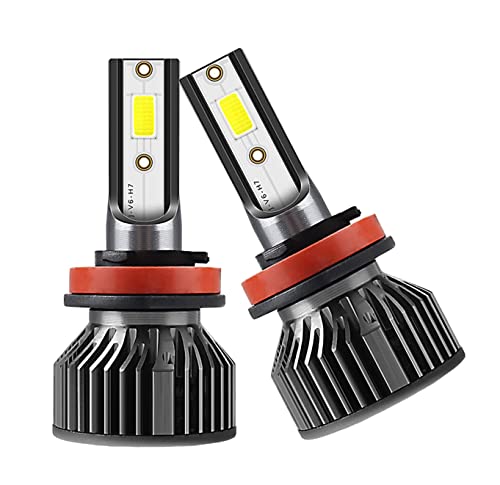 TimNas 2 PCS H8/H9/H11 LED Headlight Bulbs, LED Bubs 6000K Cool White Halogen Lights, 6000LM Bright Night Driving Vision Light, 50,000+ Hour Lifespan, Auto Universal LED Bulb Kit (Black)