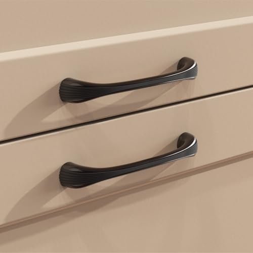 Image of LAPO 4 Inch Cabinet Handles for Wardrobe and Drawers, Kitchen Utility Pull Handle, Easy Hand Movement Grip, Screw Fit Installation, Hole to Hole Size 10 cm, Long Use Durability (Black, Pack of 6)
