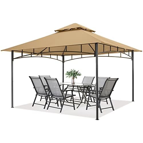 MASTERCANOPY Outdoor Garden Gazebo for Patios with Stable Steel Farme（10×12,Beige）