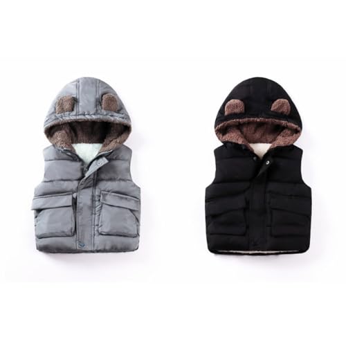 Toddler Boys Girls Sleeveless Thicken Coat Bear Ears Hooded Jacket Fleece Lined Jackets Puffer Waterproof Padded Coat2