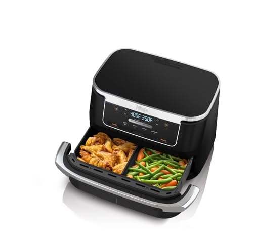 Ninja Foodi DualZone FlexBasket Air Fryer, 7-Quart MegaZone Capacity, 4-in-1 Functions to Air Fry, Roast, Bake and Reheat, Easy Clean Family Size Appliance for Everyday and Holiday Meals