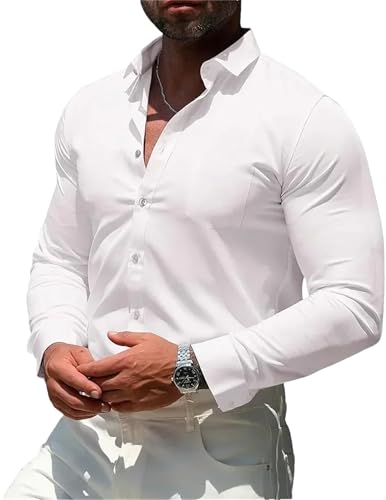 Chemise d'été pour homme décontractée en blanc taille L et coupe droite