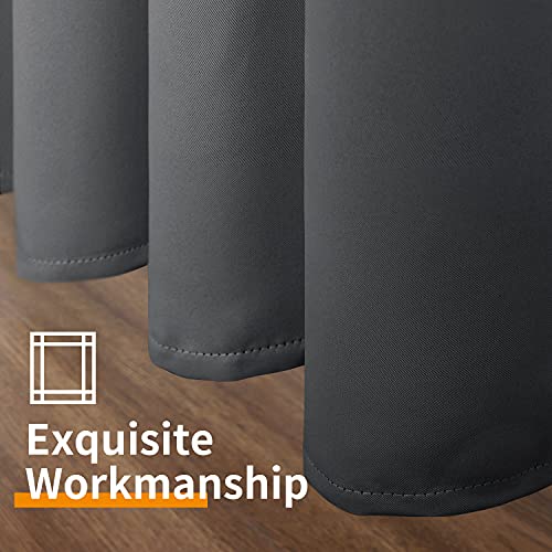 Image of YoungsTex Dark Grey Blackout Curtains 72 Inches Length for Bedroom - Thermal Insulated with Grommet Room Darkening Window Drapes for Living Room Office, 2 Panels, 52 x 72 Inch