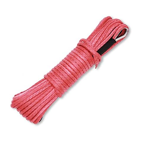 Ucreative 3/16" x 50' 7000LBs Synthetic Winch Line Cable Rope with Black Protecing Sleeve for ATV UTV (Red) Cover