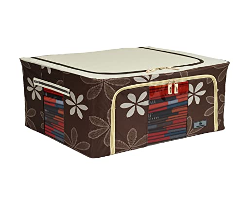 Image of Yellow Weaves Polyester Foldable Cloth Storage Box /Wardrobe Organizer, 44 Ltr,1 Piece, Brown