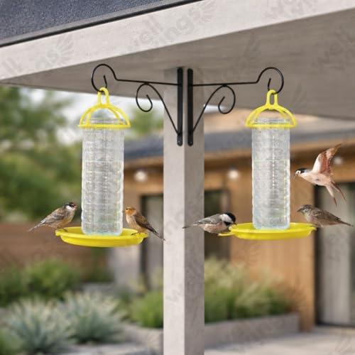 Image of 2-Pack Bird Water Station - Keep Wild Birds Hydrated with Constant Fresh Water | Easy-to-Fill Hanging Waterer with Circular Drinking Tray | Perfect for attracting Sparrows