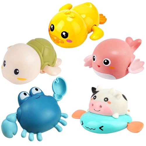 Bath Toy,Cute Animal Clockwork Bathtub Swimming Pool Toy,Baby Bath Toys for Toddlers 1-3, Boys & Girls Water Bath Toy Set,5 Pack